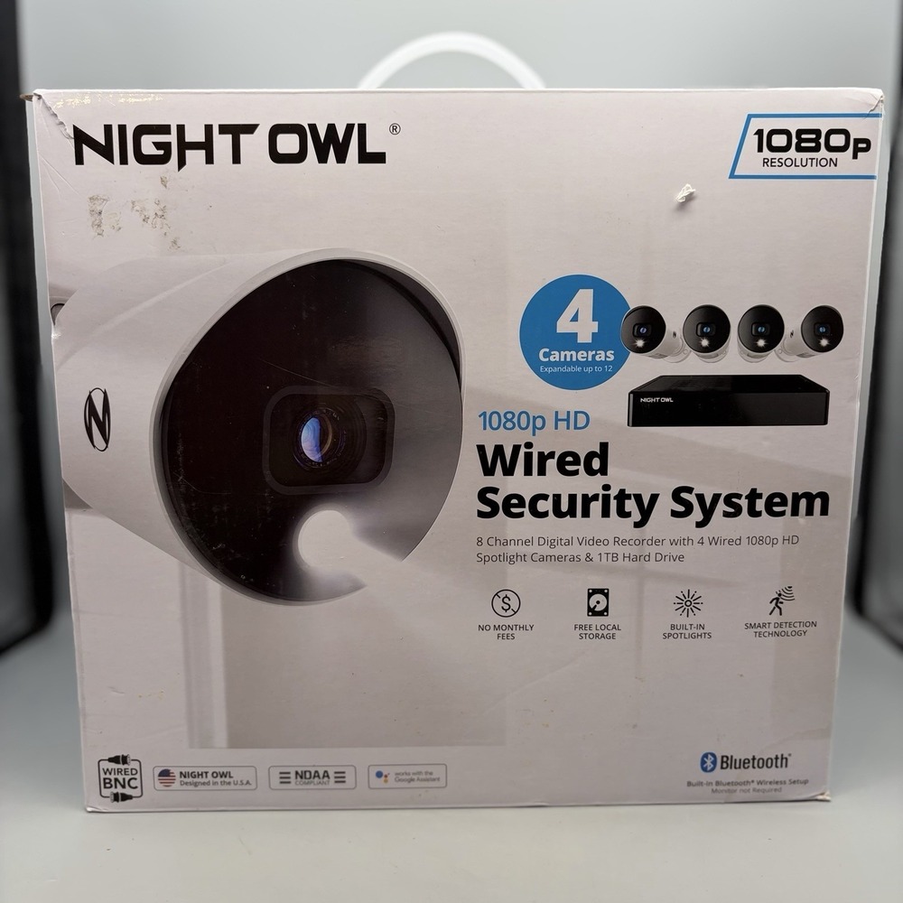 Night Owl 1080p Wired Security System 1TB 8 CH DVR 4 Cameras